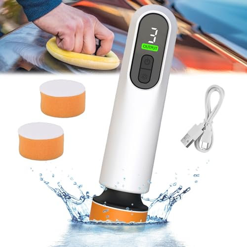 Lucidatrice Auto, 40W Mini Lucidatrice Wireless Lucidatrice Portatile con Batteria da 2000 mAh Piccole Lucidatrici Lucidatrice per Cura dell'Auto Riparazione Rimozione Graffi