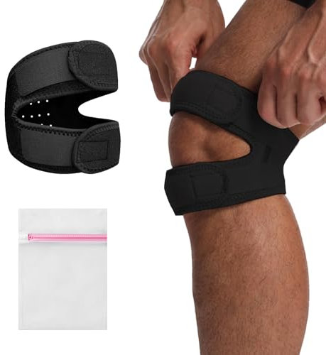 PUERFOCA Patella Kniebandage, Kniebandage mit Offenem Patelladesign und Zwei Verstellriemen zur Knie-Schmerzlinderung, Patellasehnen-Stützband für Laufen, Arthritis, und Netzwäschesäcke, Unisex.