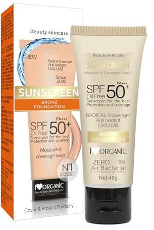 Sonnenschutz Creme, Sonnencreme LSF 50+ für Gesicht, Foundation Concealer Sunscreen - Wasserfest Schweißresistent Feuchtigkeit Anti-Aging, Sonnenmilch Schützt vor Sonnenbrand SPF 50+ PA+++