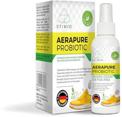 Stimio - Stinkeschuhe waren gestern! Innovatives Schuhdeo Spray gegen Schweißgeruch - Effektive Mikroorganismen als natürlicher Geruchsentferner – Nachhaltig & effektiver Schutz vor Schweißfüßen!
