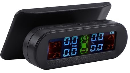 Avutrel TPMS Reifendruckkontrollsystem, Solar/USB-Aufladung, 5 Alarmsystem, mit 4 Externen Sensoren, für Limousine, SUV, MPV, Anhänger etc
