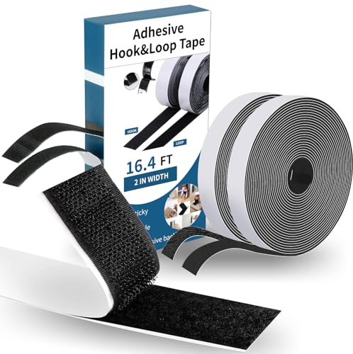 Feltro Adesivo Forte 50 mm x 5 m, Multifunzione Biadesivo per Tessuti per Uso Nnterno ed Esterno, Nero Nastro Biadesivo Extra Forte per Tessuti, Zanzariere, Moquette