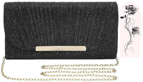 Aryan Clutch Bag for Women, Women's Clutches Evening Bag with Detachable Chain, Sequins Handbags for Wedding Bridal Prom Party