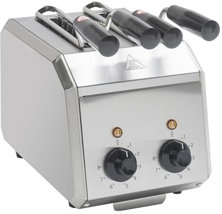 HUOYANSHE 2 Slice Electric Sandwich Toaster, 600W per Slot for Energy Efficiency with SUS 304 Tongs, 8 Minutes Timer, Removable Crumb Tray, For Home and Commercial Use.