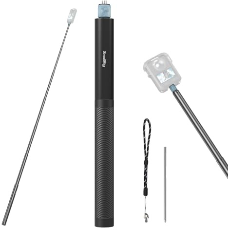 SmallRig Extended 150cm/59in/4.9ft Invisible Selfie Stick for Insta360 X5/X4/X3, for DJI OSMO 360, Portable 360 Camera Stick Pole with 1/4-20 Screw/Hole, Stake, Wrist Strap, Anti-Slip Handle - 5270