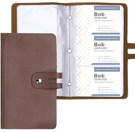 PATIKIL Business Card Holder Book 7 x 5 Inch, 2 Pack Professional Leather Business Card Organizer with 96 Capacity Organizer Binder Booklet Storage Folder for Men Women ID, Black/Coffee