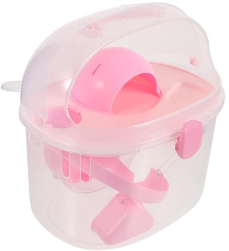 Toddmomy Jaula Portátil para Hámsters y Animales Pequeños, Caja de Transporte Transparente Rosa, Ligera y Resistente, Adecuada para Viaje y Uso Exterior, Contenedor Seguro para Mascotas