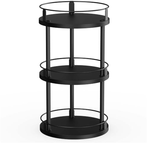 Organizador de Especias 3 Niveles – Estantería para Cocina, Encimera, Despensa, Baño y Tocador – 26 x 26 x 45 cm (Negro)
