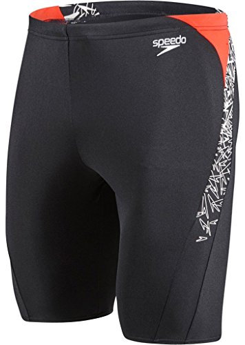 Speedo Herren Swimwear Boom Splice Jammer, Black/White/Lava Red, 1, 8-10856B444