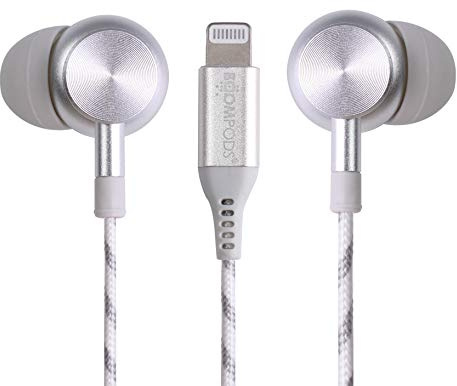 Boompods Digibuds Lightning Earbuds - Apple MFi Certified Wired Ear Buds, Noise Reducing Earphones with Built-In Microphone & Controls, Metal Construction & Braided Cable for iPhone & iPad, Titanium