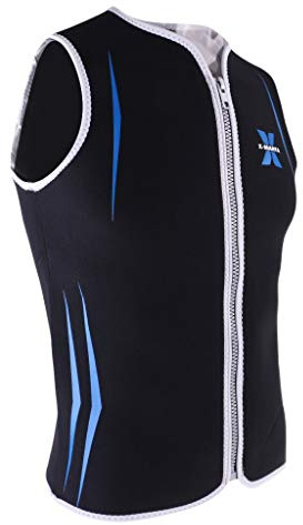 Inzopo Chaleco de neopreno de 3 mm para hombres, traje de buceo para buceo, traje de baño, chaqueta con cremallera, chalecos de erupción cálidos, sin mangas, top de surf, negro, L