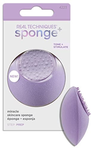 REAL TECHNIQUES Miracle Multi-functional Skincare Sponge for cleansing & massaging. Infused with Vegan Collagen