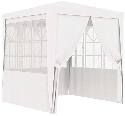 丨 丨Profi-Partyzelt mit Seitenwänden,Gartenpavillon,Terrassenpavillon,Pergola,Rundpavillon Garten Pavillon, stabiles Stahl-Gestell 2,5x2,5 m Weiß 90 g/m²