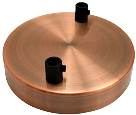 LEDSone Rosone da soffitto color rame, perfetto per cavo flessibile in tessuto, piastra di montaggio in metallo da 120 mm, con accessori per plafoniere e lampade da parete (rame, 2 uscite)