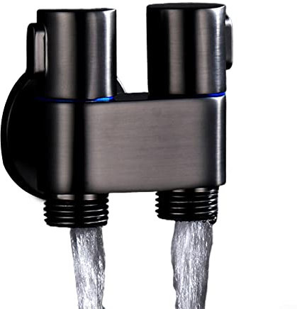 Válvula de control dual 1 en 2 salidas, G1/2 1 pulgada, salidas, válvula triangular de inodoro (negro)