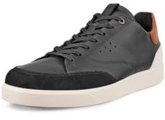 ECCO Men's Street Lite Court Sneaker, Black/Cognac/Limestone, 10/10.5 UK