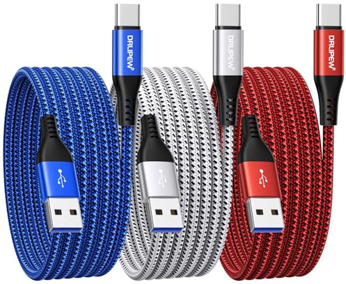 USB C Charger Cable 3M 3Pack,Extra Long USB to USB C Fast Charging Cable Braided,3A USB Type C Lead Fast Charge Compatible with Samsung Galaxy S21 S22 Plus S23 S20 S10,A54 A21s A20e,Xperia,PS5,Switch