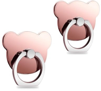 Msagkah 2Pcs Agarraderas para Teléfono Móvil, 360° Rotación Teléfono Anillo Soporte, Agarres de Teléfono Móvil para Samsung, iPhone y Todos los Teléfonos Inteligentes (Oso-Rosa)