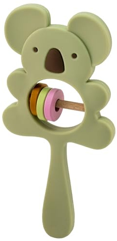 BABYZOCO Sonajero Koala, Sonajero de animal, juguete recién nacido, silicona, regalo para bebe, sonajero bebe recién nacido, mordedor de silicona Koala, 15.5 cm, Silicona, Verde