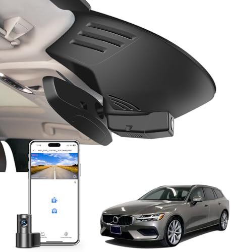 MANGOAL 4K+1080P Dash Cam Fram och Bak, Integrerat OEM-utseende Dashcam, Anpassad för Volvo S60 V60 T5 T6 T8 B5 2019 2020 2021 2022 (Modell A), Loopinspelning, G-Sensor, WiFi & App, 128 GB kort