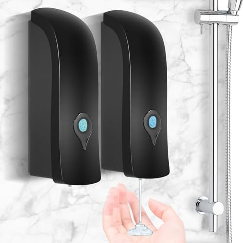 300ml Seifenspender Wandbefestigung: 2 Stücke Seifenspender Wandmontage, Soap Dispenser Ohne Bohren, Manueller Seifenspender für Shampoo, Händedesinfektionsmittel, Spülmittelspender für Dusche