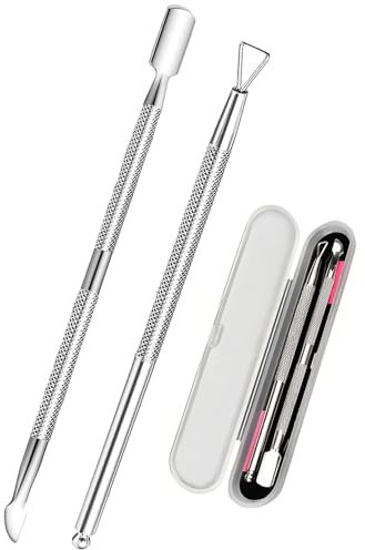 MOPZIJA 2 Pièces Repousse-Cuticules, Professionnel Poussoir À Cuticules Double Outil,repousse cuticule, Dissolvant de vernis à Ongles en Acier Inoxydable pour Manucures et Ppédicures.