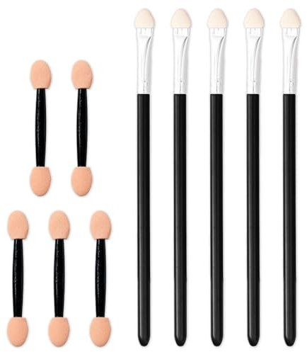5 Pennelli Per Trucco Su Un Solo Lato E 5 Bastoncini Di Spugna Su Entrambi I Lati, Strumenti Per Il Trucco Portatili, Applicatori Per Ombretti, Accessori Di Bellezza