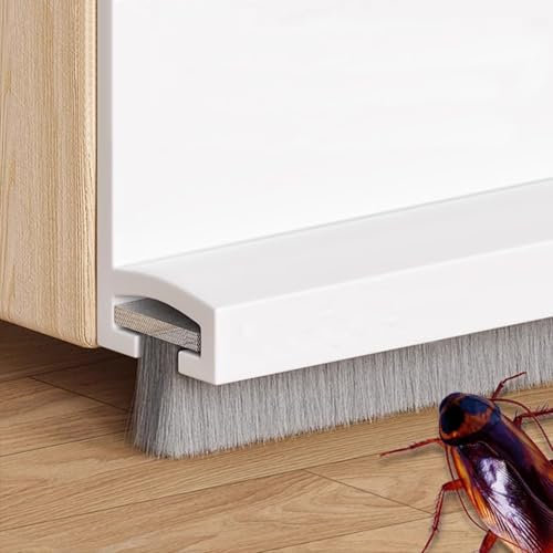 Vingspina 100cm Blanco Junta de Cepillo para Puerta, Silicona Puerta Autoadhesivo para Burlete, Ajustable Tira de Sellado para Antipolvo