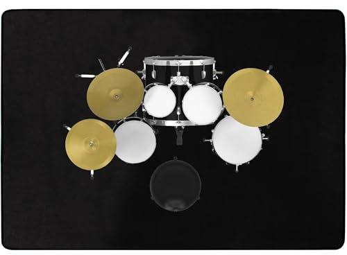 Drum Rug, 160*200CM Drum Mat, Non-Slip Soundproof Mat, Indoor Outdoor Electronic Drum Carpet Practice Pad, Drum Accessories for Electronic/Jazz Drum Kits, Bass Pedals & Floor Protection (Black)