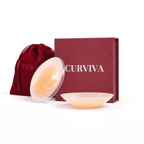 CURVIVA Pezoneras - Pezoneras Adhesivas Invisibles Talla M. Cubre Pezones Invisibles, Resistentes y Reutilizables. Ideales para para Vestidos sin Sujetador y Ropa Ajustada - Color Miel