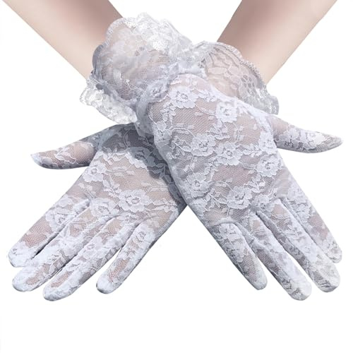 1 paire Gants et Moufles Femme, Gant Courts en Dentelle Noir En Tulle Et Dentelle Pour Vos Dentelles Fille Gants Courts élégants Fille Élégants de Tulle Gant pour Dîner Fête Thé Bal de Halloween