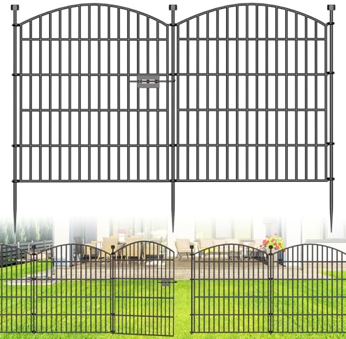 10 Panel No Dig Decorative Garden Fence with Gate 81.3cm H x 7.2m L Dog Barrier