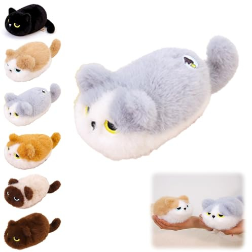 Nuyiac Purr Pillow Cat Plush, 2026 New Cat Plush Toy with Touch-Activated Purr, Hugging Pillow for Anxiety Relief & Sleep Support (off-White Cat, 17CM)