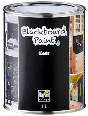 MagPaint Blackboard Paint - Black Chalkboard Paint - Premium Water Based - Suitable for Workplaces, Kitchens, Classrooms and Children's Bedrooms - 10m² Coverage, 1L