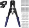 CAMWAY Pince à Sertir 2 en 1 Sertisseuse et Coupeur de Câble Métallique Cosses a Sertir avec 100Pcs 1/8 Aluminium à Sertir Manchon à Sertir et 50Pcs M3 Câble de Cosse en Acier Inoxydable