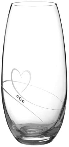 DIAMANTE Swarovski Barrel Vase 'Romance' - Hand Cut Crystal Vase with Swarovski Crystals - 25cm