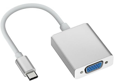 USB C auf VGA Adapter, Thunderbolt 3 Typ-C auf SVGA Konverter kompatibel für MacBook Pro 2019/2018/2017, MacBook Air/iPad Pro 2018, iPad Air 5/4, Samsung Galaxy S10/S9, mehr (Silber)