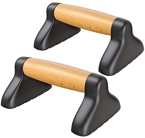 Push Up Bars, Wooden Push Up Handles for Floor, Sturdy Pushup Stands for Men & Women Home Gym Strength Training Equipment Fitness, Wood Pushup Bar Handle Grip, 2 Pack