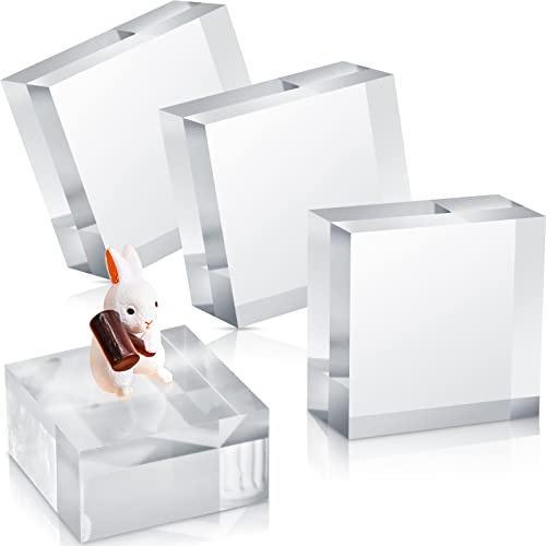 Vicenpal 4 Pieces Acrylic Square Display Block 2 x 2 x 1 Inches