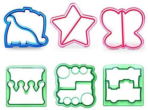 6 Pack Sandwich Cutters and Bread Crust Shape Remover for Kids, DesignerBox Animals Shapes Cake Sandwich Bread Mold Toast Mould Hand Tools DIY Sandwich Slicer Maker Kit (6 Pack-c)