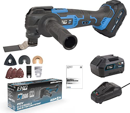 Utensile multifunzione - Linea professionale a Batteria ONE4ALL 20V - Velocità regolabile Max 20000 rpm - Accessori, 1 Batteria 4.0Ah e Caricabatteria inclusi - ENG PRO