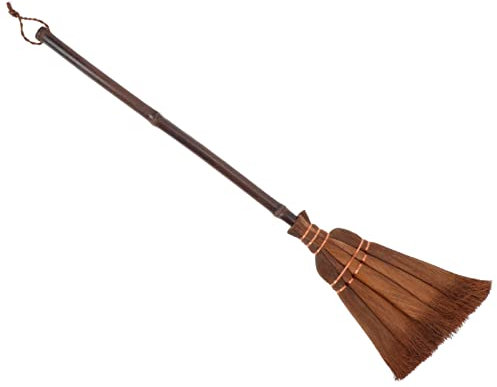JOEBO Escoba de Palma Escoba batidora Natural pequeña con Mango de Madera Escoba barredora vietnamita Retro for Patio, Garaje, vestíbulo, Centro Comercial, aceras, Cubiertas