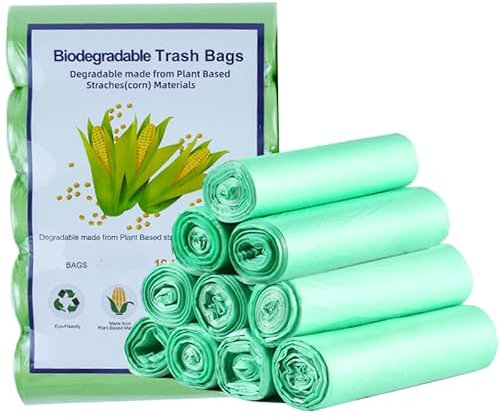 100 sacs poubelle bio 10L, pour bacs à compost 4 rouleaux alimentaire cuisine biologique et dégradable bio pour la cuisine