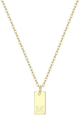 CASSIECA Kette Buchstaben für Damen Mädchen 16K Gold Buchstaben Kette M Gold Halskette Damen Kette Gold mit Anhänger Personalisiere Geburtstags Geschenk für Frauen Mädchen Mama (mit Box)