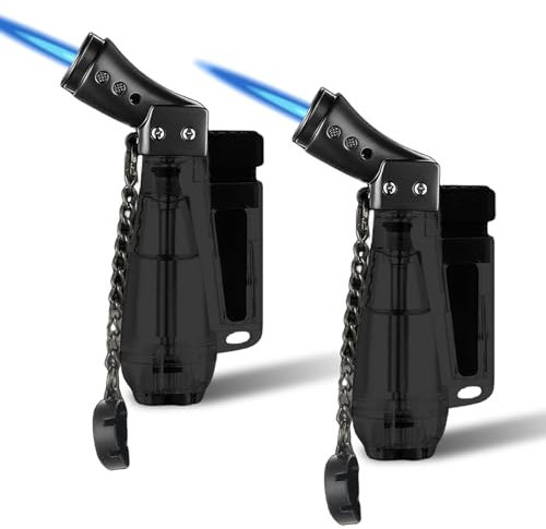 2 Stück Jetflamme Sturmfeuerzeug, Jetflamme Feuerzeug, Einstellbare Flamme Windfest Butane Lighter, Jetflammen Feuerzeug Butan Nachfüllbar, Tolle Cool Geschenkidee Für Männer (Verkauft Ohne Gas)
