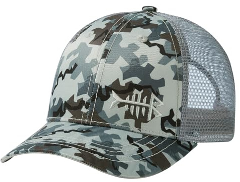 BASSDASH Altimate Gorra ajustable unisex con parte trasera de malla de pesca, camuflaje (Rock Camo), talla única