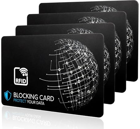DEKRA geprüfte RFID Blocker Karte I Neuste E-Field Störsender-Technologie - zum Schutz vor Datendiebstahl I extra dünne Karte mit 0,8 mm für jede Geldbörse I Kartenschutz I NFC Schutz (4)