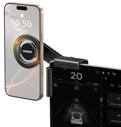 UGREEN Soporte Móvil Coche Magsafe Tesla, Suporte Telemovel Carro Magnético Accesorios Tesla Model 3 Model Y, para iPhone 17 Pro MAX Air 16/15/14; Galaxy S25/S24; Google Pixel 10/9/8