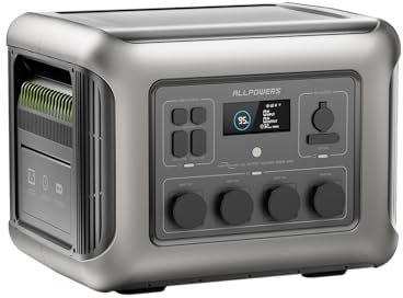 ALLPOWERS R2500 Estación de Energía Portátil, 2500W Batería LiFePO4 ampliable con SAI, 4 Salidas AC 2500W(4000W Pico) Carga 0-100% en 1H, Generador Solar Para Camping Hogar Emergencias y Autocaravanas