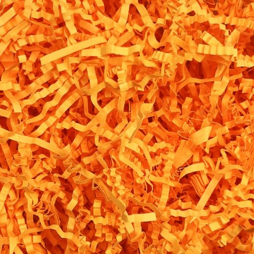 1LB Crinkle Cut Paper Shred Filler, Paper Shreds for Basket Fillers, Birthday, Gift Wrapping, Anniversary, Wedding, Halloween, Thanksgiving, Christmas Gift Decor Party Filler (Fluorescent Orange)